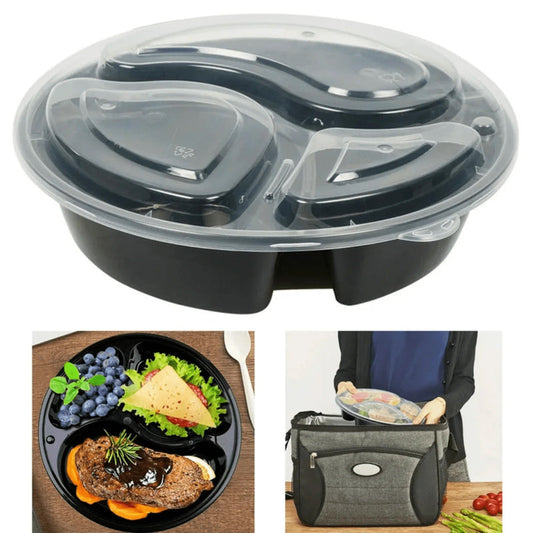 1ct 3 Compartment Tray w. Lid 48oz; 48/cs