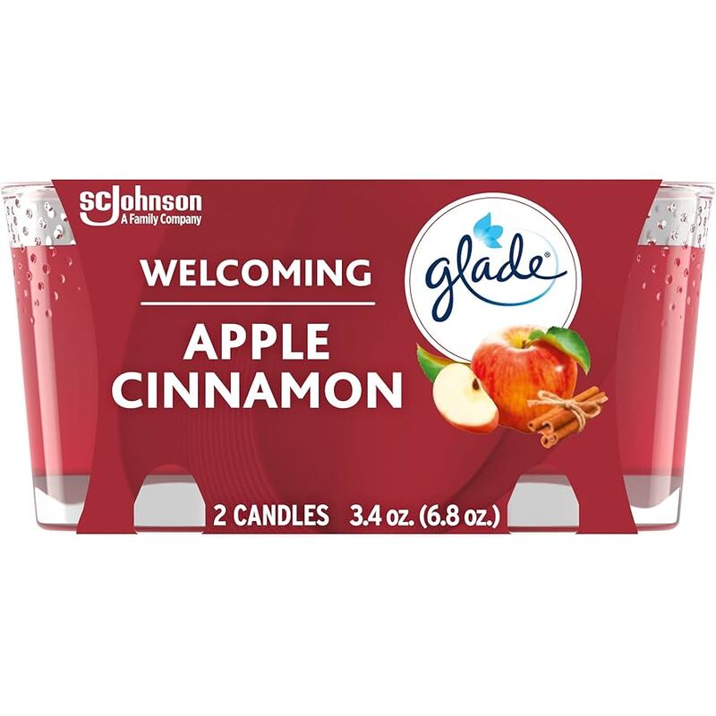 Glade 2pk Candle 3.4oz-Apple Cinnamon 3/cs