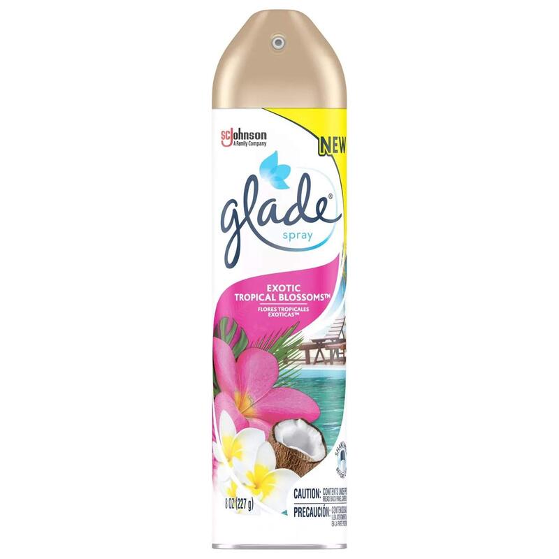 Glade Air Freshner 8oz Aerosol- Exotic Tropical Blossoms 6/cs