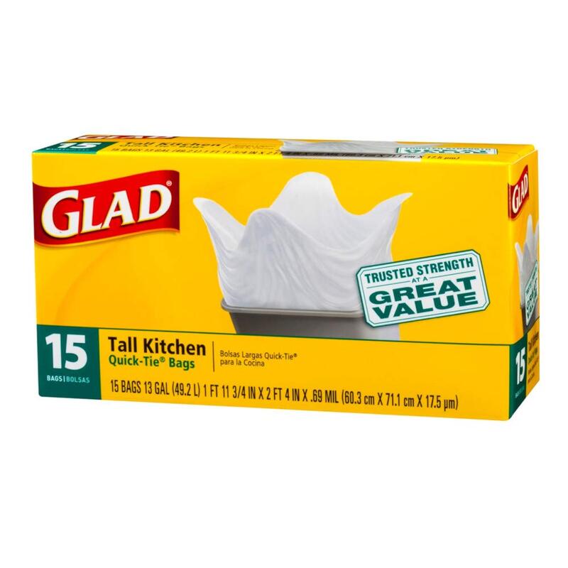Glad 13g 15ct Tall Kitchen Trash Bag 12/cs