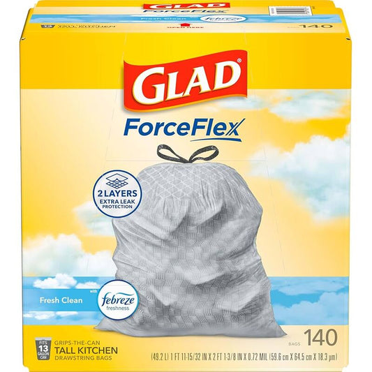Glad 30G Force Flex Trash Bag 15ct-Fresh Clean 6/cs