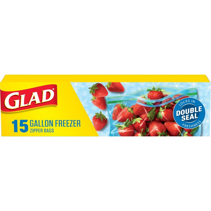 Glad Freezer Zipper Bag 15ct-Gallon Size 12/cs