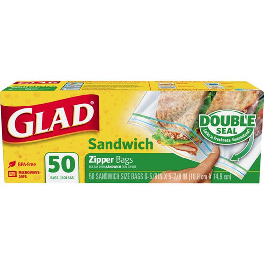 Glad Zipper Bag 50ct-Sandwich 12/cs