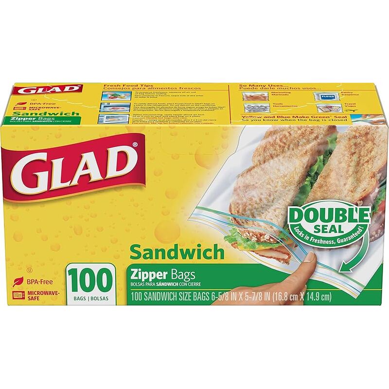 Glad Sandwich Bag 100ct; 12/cs