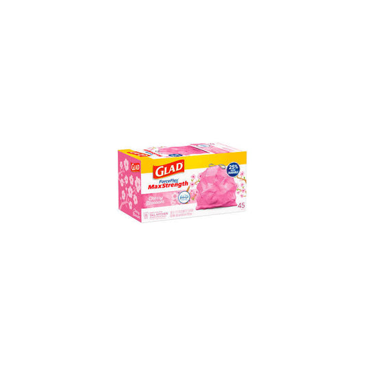 Glad 13G 20ct Force Flex Maxstrength Pink Trash Bag-Cherry Blossom 6/cs