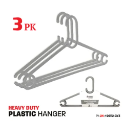 Reva Plastic Hanger 3ct-Grey 24/cs