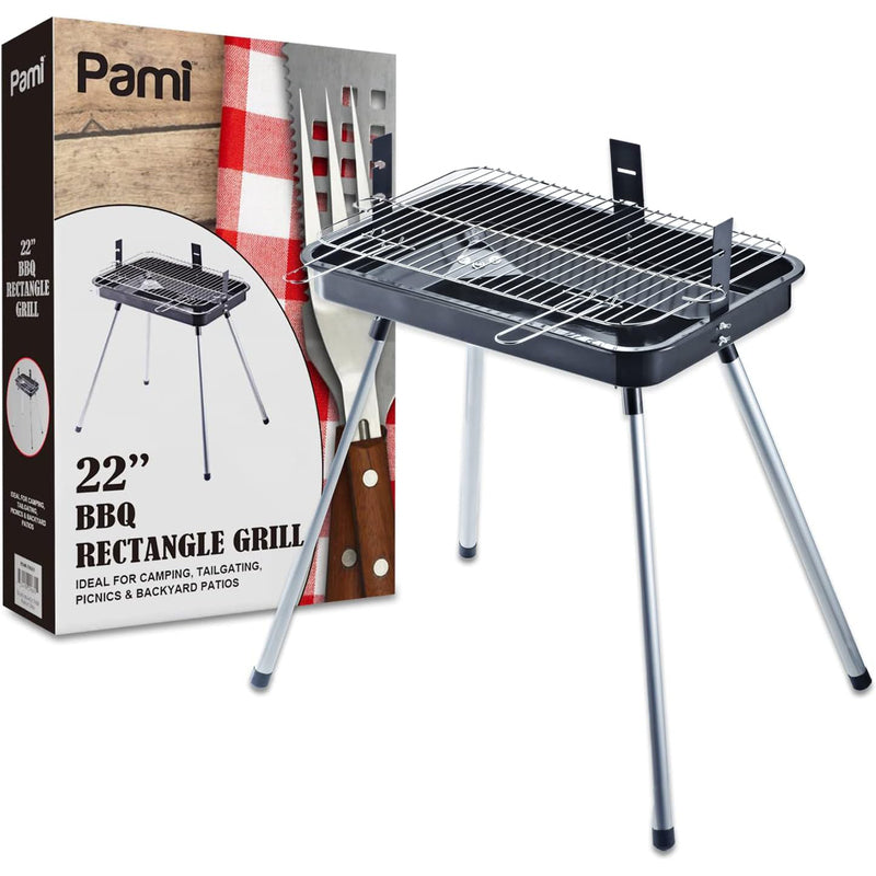 PAMI BBQ 22" Square Covered Grill & Smoker w. Wheels 1/cs