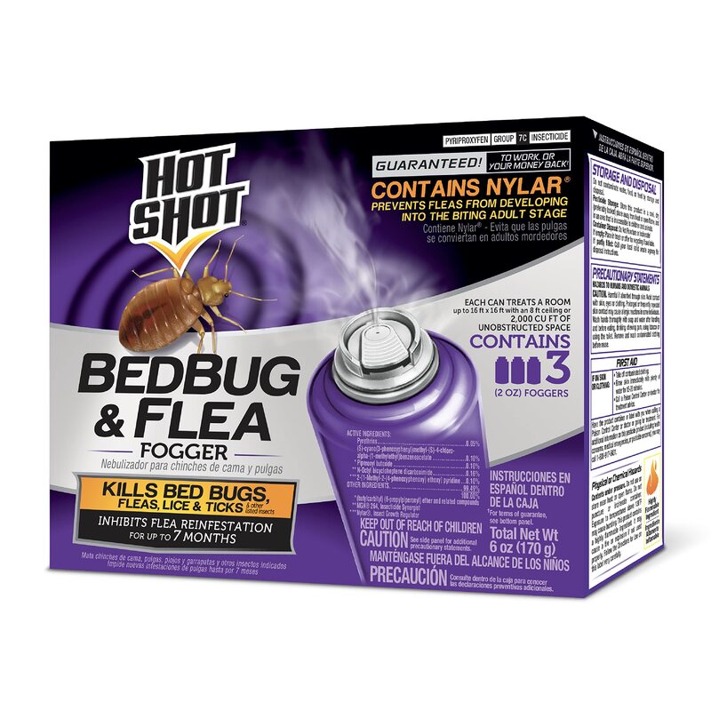 Hot Shot 3pk BedBug & Fleas Insect Killer 2oz Fogger; 6/cs