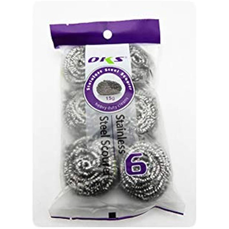 OKS Stainless Steel Scrubber 1ct-Silver 48/cs