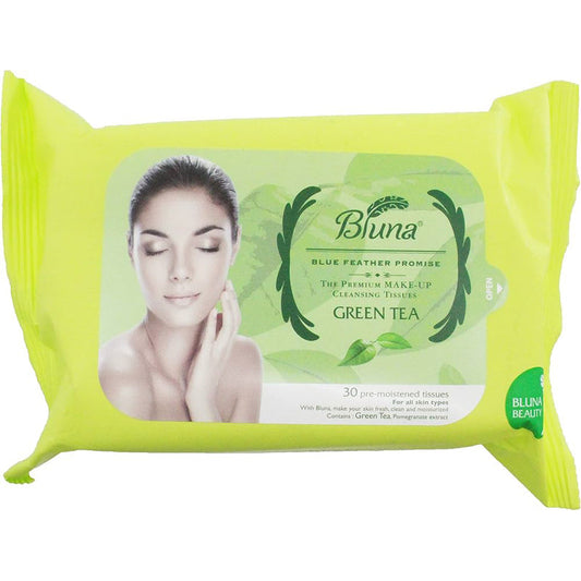Bluna 30ct Make-Up Cleansing Tissue Wipe-Green Tea 12/cs