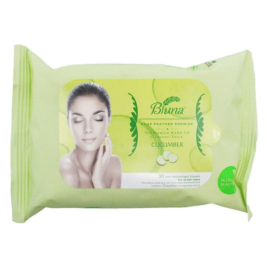 Bluna 30ct Make-Up Cleansing Tissue Wipe-Cucumber 12/cs