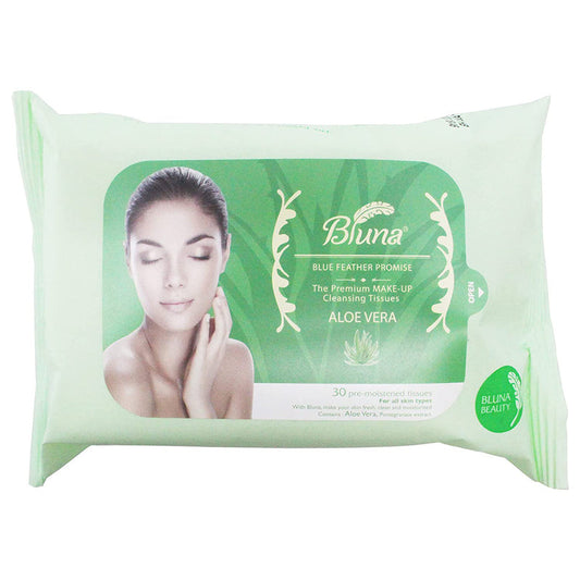 Bluna 30ct Make-Up Cleansing Tissue Wipe-Aloe 12/cs