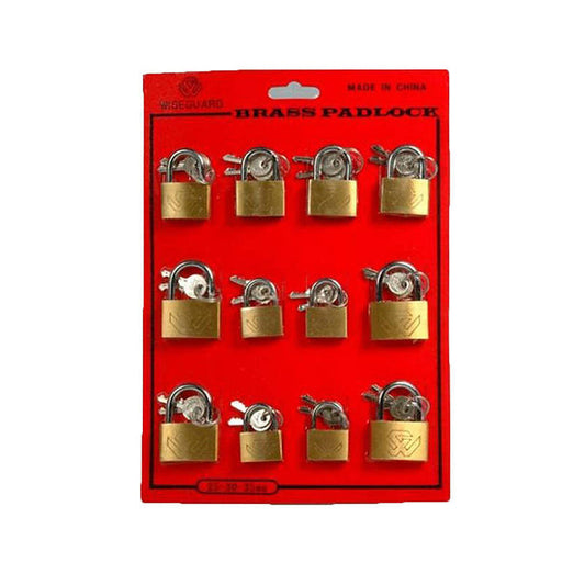 Padlock Assorted 25/30/35MM 12/Card