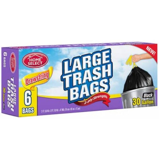 Home Select Garbage Bag 30 Gal Black 24/cs