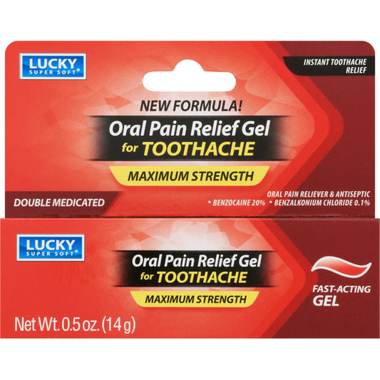Lucky Oral Pain Relief Gel for Toothache 0.5oz; 24/cs