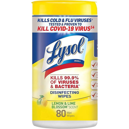 Lysol Disinfecting Wipes 80ct- Lemon & Lime 6/cs