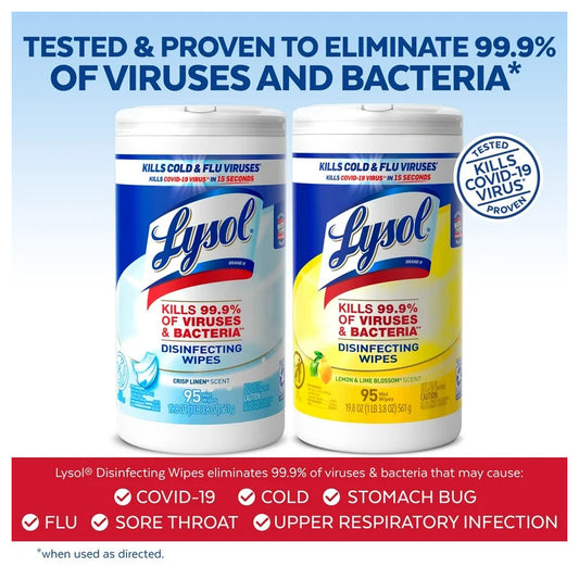 Lysol Disinfecting Wipes 95ct- Lemon & Linen 1/pk