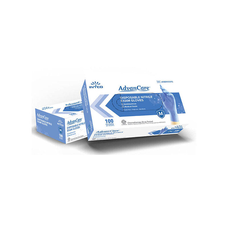 INTCO AdvanCare NITRILE GLoves 100ct - Medium 10/cs