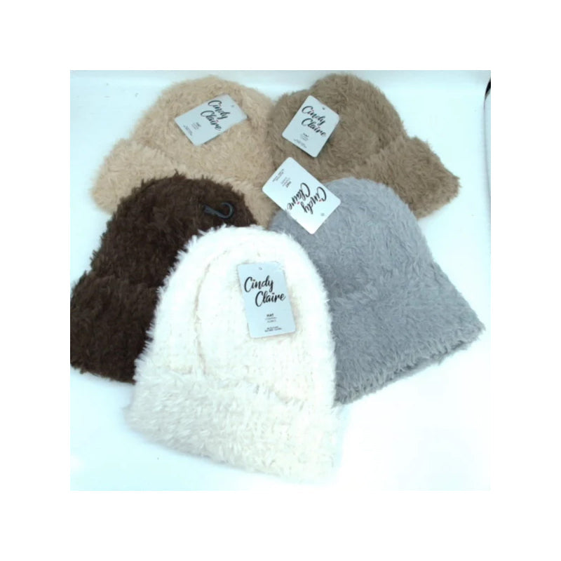 Cindy Claire Ladies Pom Hats W/Fur Lining-Assort. 12/Bag