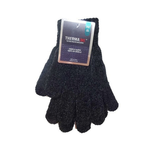 THERMAXX Winter Chenille Glove -Black.12/BAG