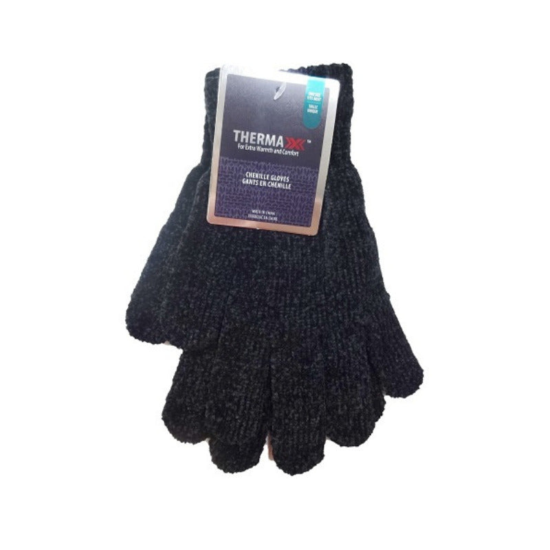 THERMAXX Winter Chenille Glove With/Touch Black.12/BAG