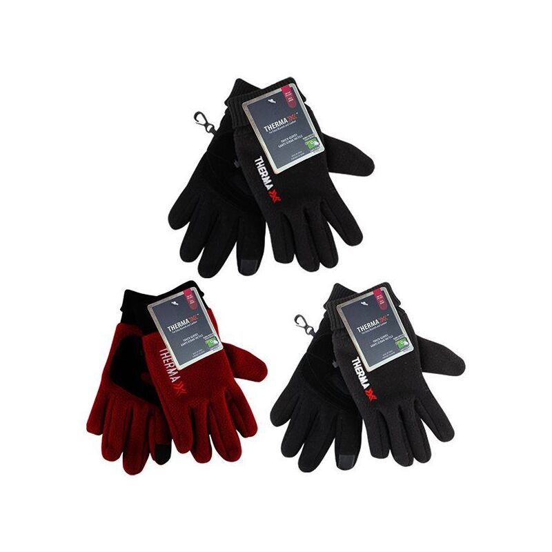 THERMAXX Fleece Glovers Ladie's Leather Palm W/Touch Assort. 12/BAG