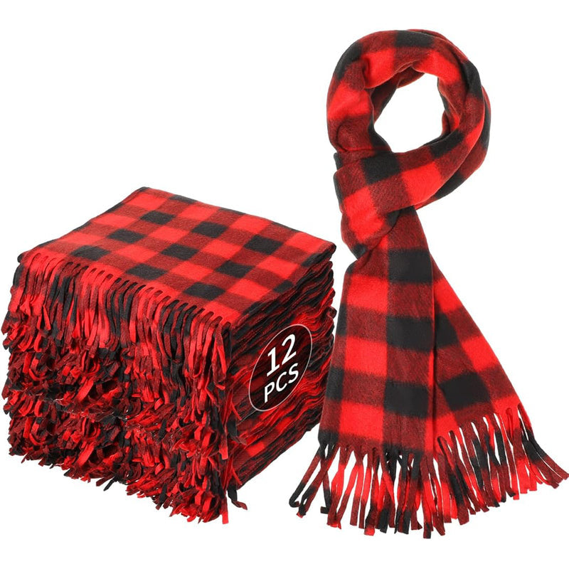 Winter Plaid Fleece Scarf 12/Bag