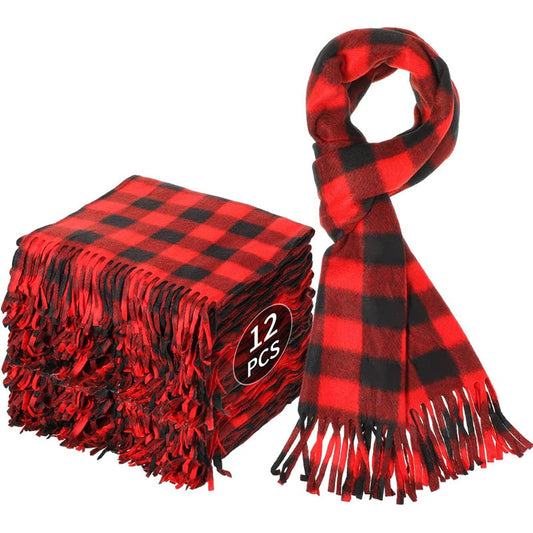 Winter Plaid Fleece Scarf 12/Bag