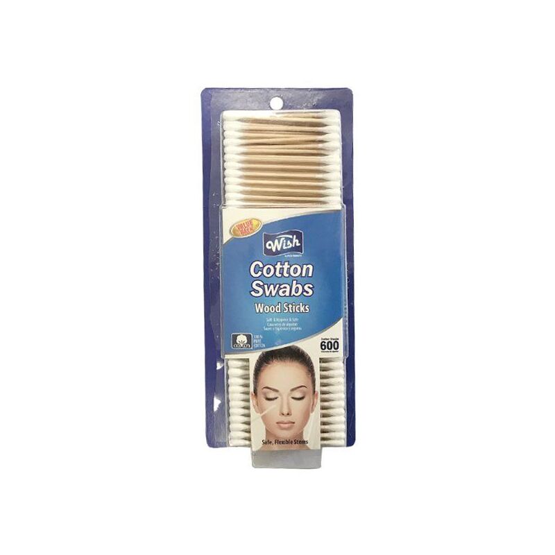 Wish Cotton Swab Wood 600ct; 24/cs