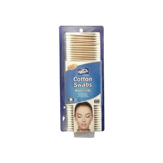 Wish Cotton Swab Wood 600ct; 24/cs