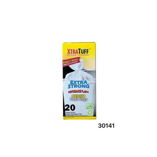 Xtra Tuff 8Gal Twist Tie Trash Bags 20ct - White 24/cs