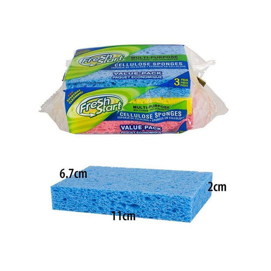 Fresh Start Cellulose Sponge 3ct - Blue 48/cs
