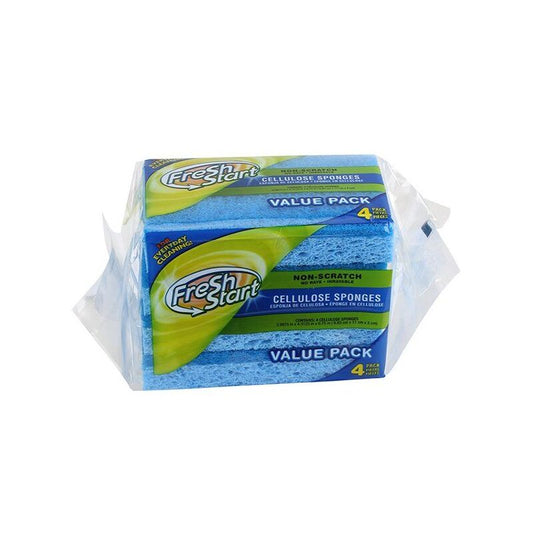 Fresh Start Cellulose Sponge 4ct - Blue 48/cs