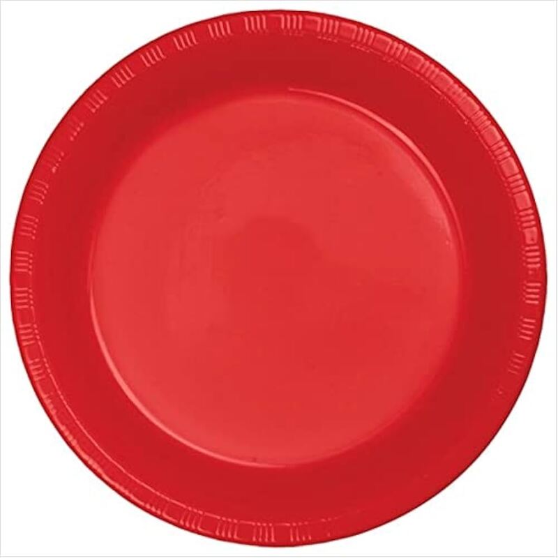 ideal Dining 7' Plastic Plate 25ct-Red 24/cs