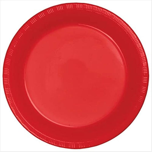 ideal Dining 7' Plastic Plate 25ct-Red 24/cs