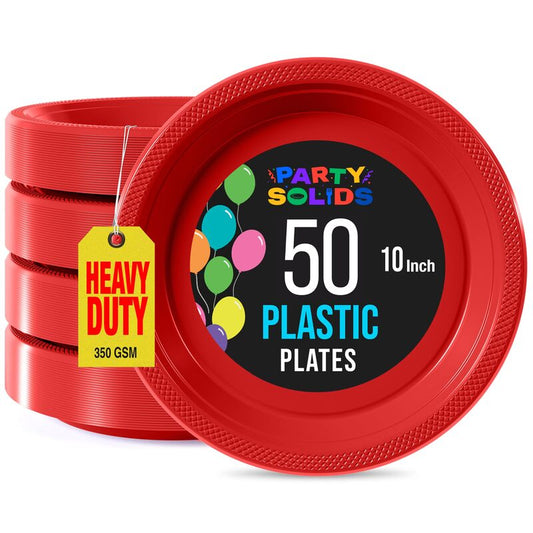 Ideal Dining 10' Plastic Plate 25ct-Red 24/cs