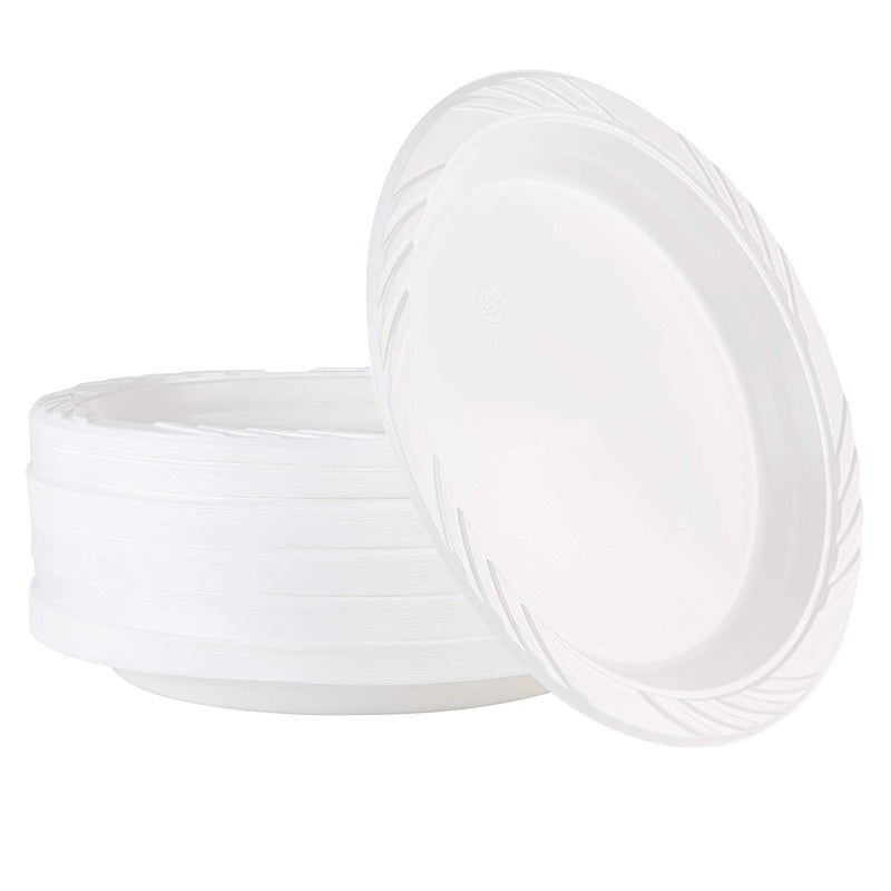 EP 9' Plastic Plate 100ct -White 4/cs