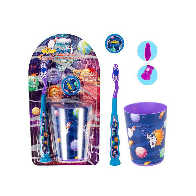 Oral Fusion Kids Travel Set 3PK-W/Cup Outer Space 24/cs