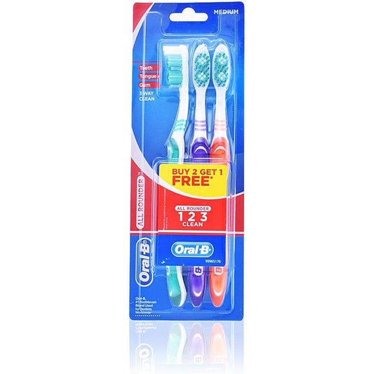 Oral-B Toothbrush 3ct All Rounder-123 Clean Soft (12/96/cs)