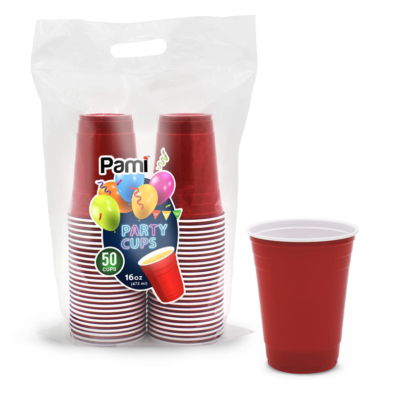 PAMI 16oz Plastic Cups 16ct- Red 48/cs