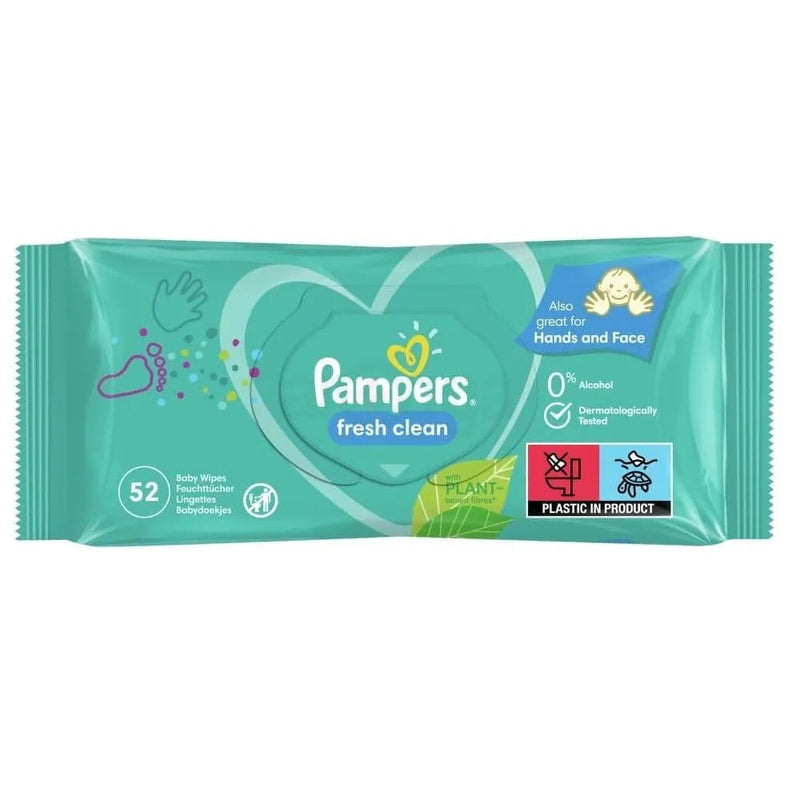Pampers Baby Wipes (Soft pack) 52ct- Fresh Clean 12/cs