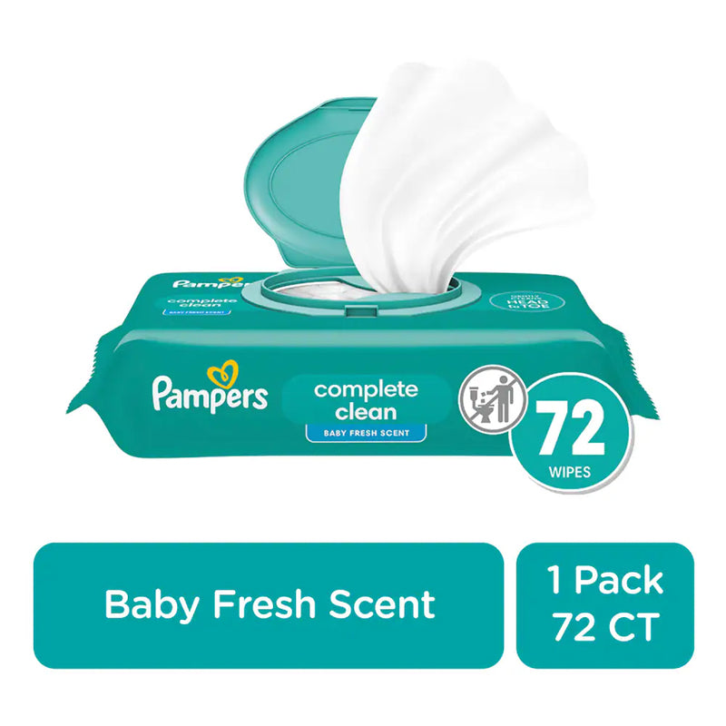 Pampers Baby Wipes 72ct Pop Top Baby Clean -Unscented 8/cs