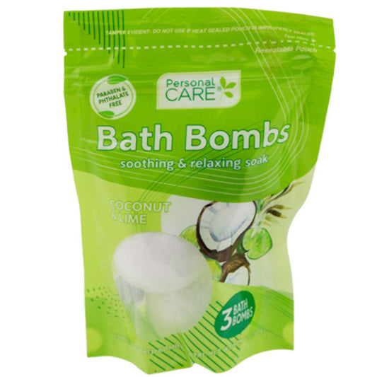 Personal CARE Bath Bombs 3ct-Coconut Lime 12/cs