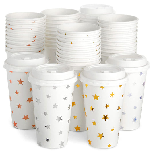 16oz Paper Hot Cups W/Lid 6ct; 48/cs