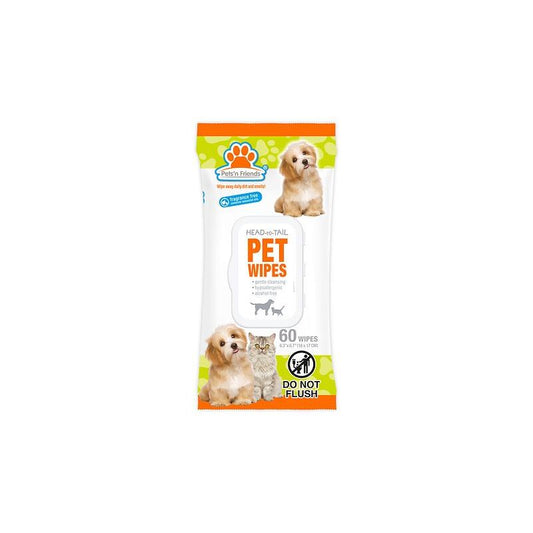 Pets N Friends Pet Wipes 60ct-UnScent 12/cs