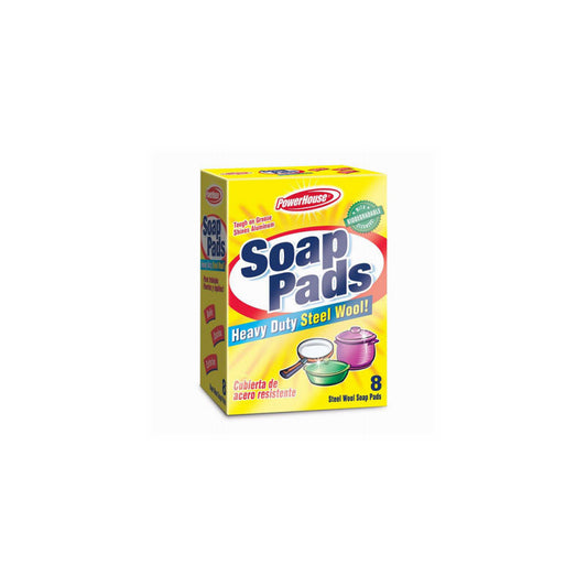 Power House 8ct Steel Wool Soap Pads; (12/cs