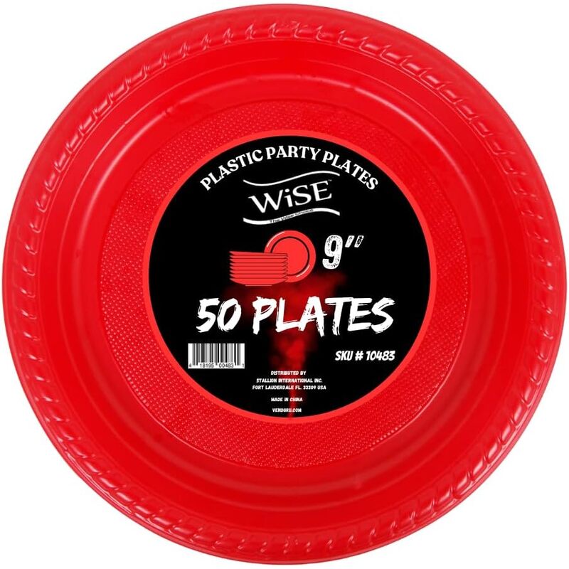 Wise 6' Flat Plastic Plates-Red 20ct; (36/cs)