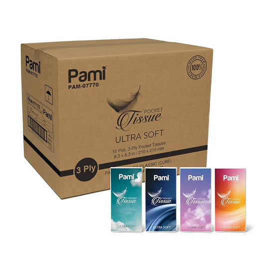 PAMI Pocket Tissues 10ct Blue 8/PK; 24/cs