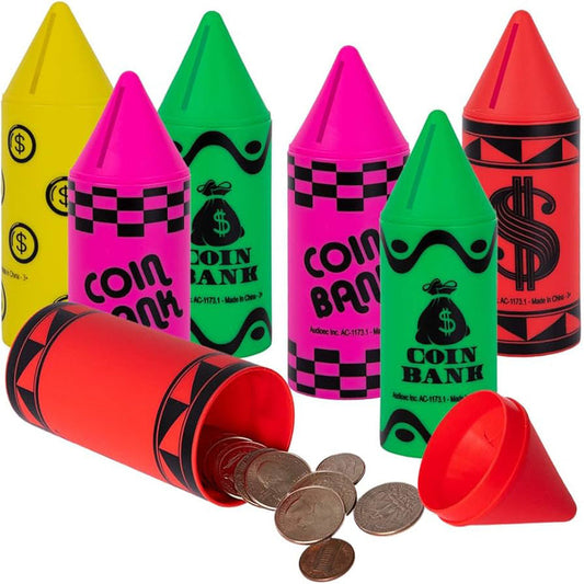 Crayon Assorted Coin Bank (24/cs)