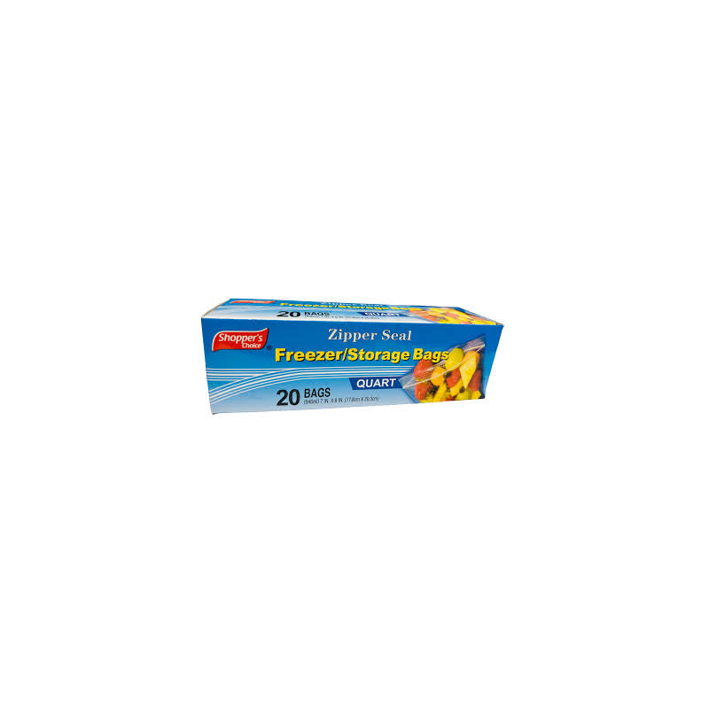 Cavalier FREEZER & STORAGE Zipper Seal Bags 7'x8' 20ct QUART 24/cs